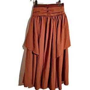 Maxi Swing‎ Skirt Large Dual Layer Ruffle Asymmetric Victorian Renaissance Boho
